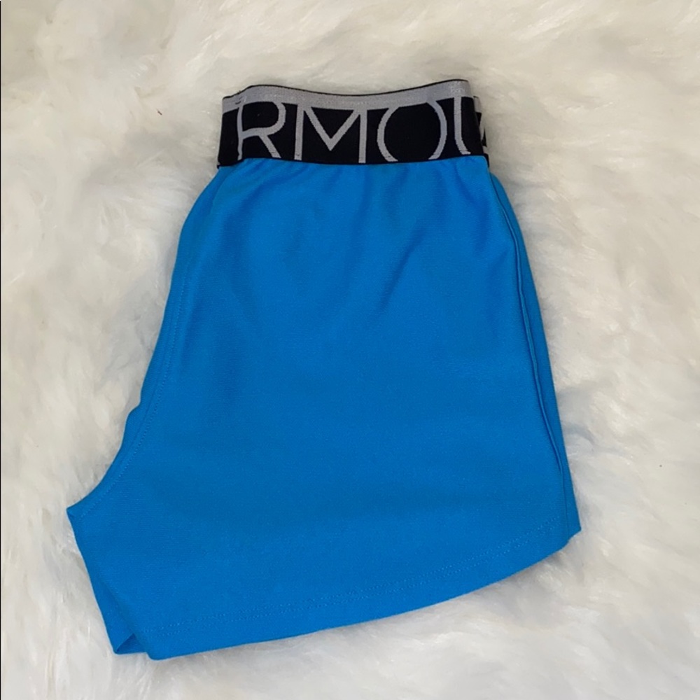 Light blue under armour shorts.